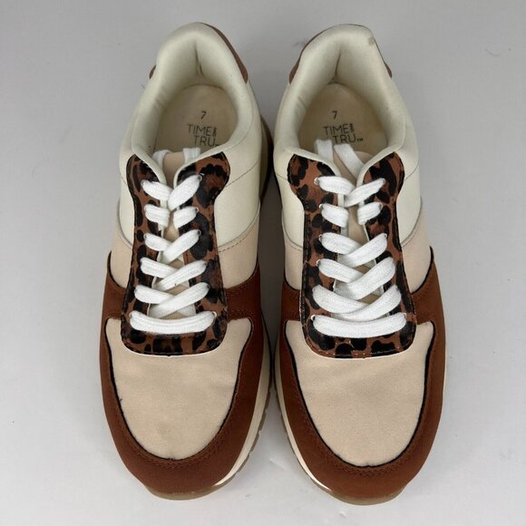 Time And Tru Womens MTT22AC001 Multicolor Leopard Low Top Size 7 Sneakers - Picture 4 of 10